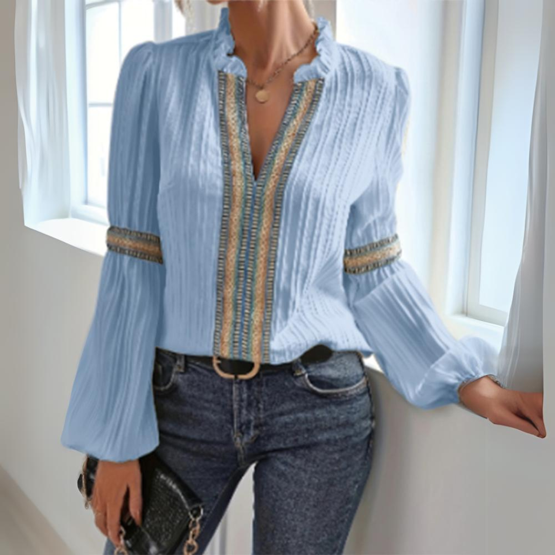 Olalla® | Bluse i Boho-stil med lange ermer