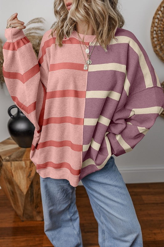 Greta® | Oversized kontrastprintet topp med senkede skuldre