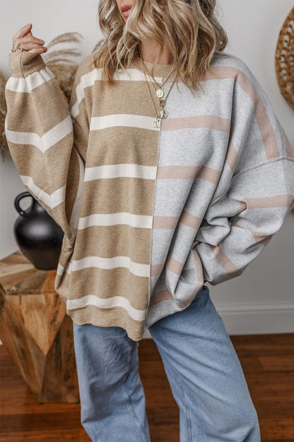 Greta® | Oversized kontrastprintet topp med senkede skuldre