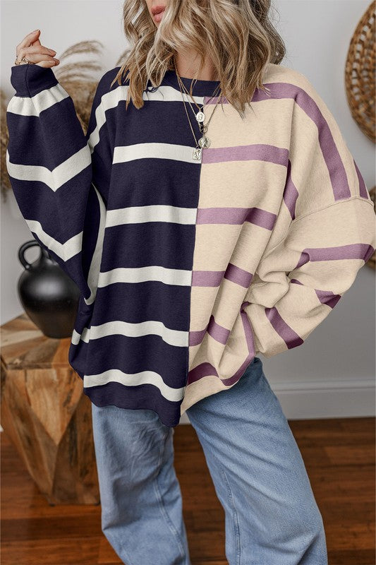 Greta® | Oversized kontrastprintet topp med senkede skuldre