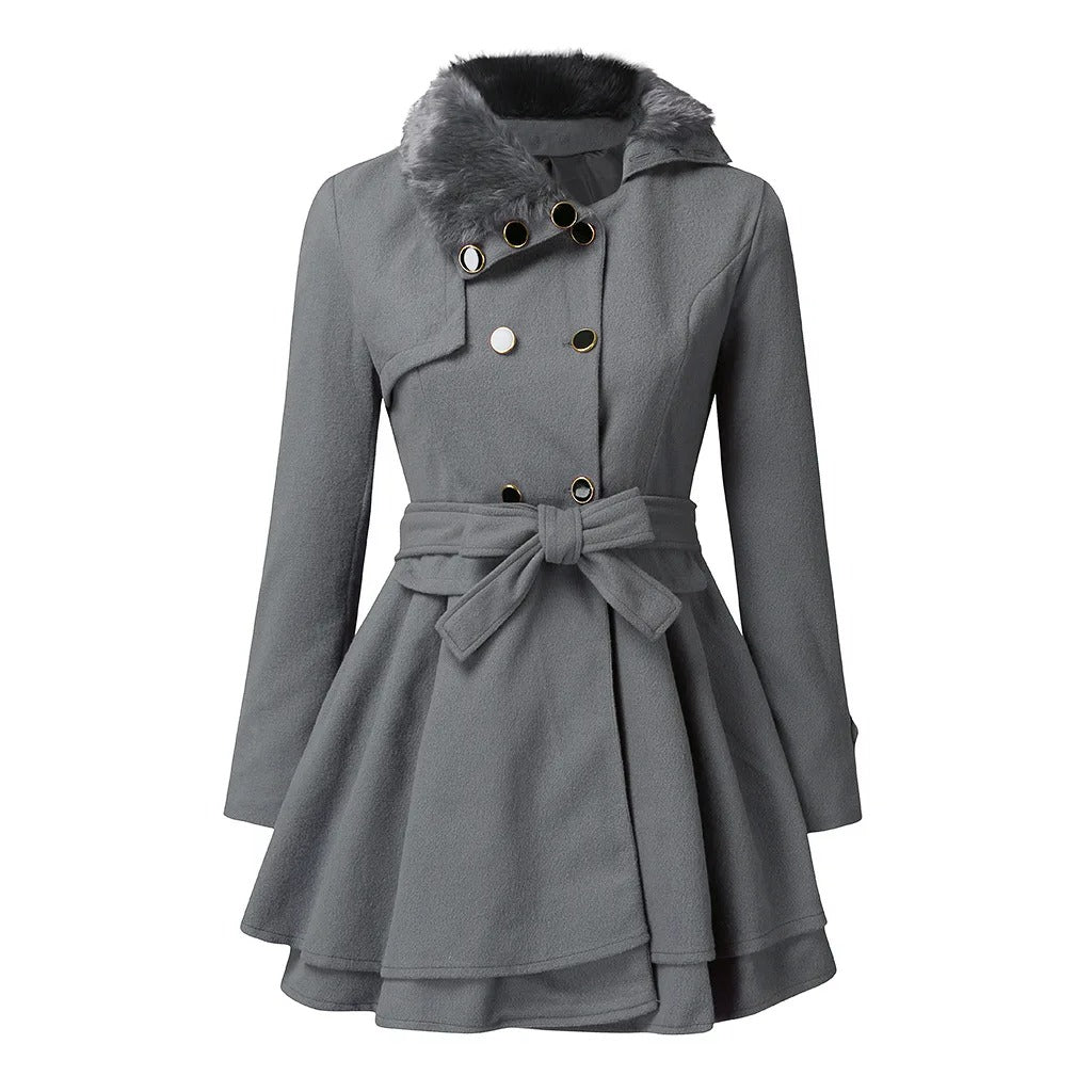 Alicia® | Elegant trenchcoat med vegansk pels