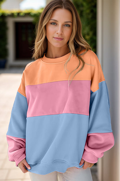 Greta® | Color block sweatshirt med rund hals og lange ermer