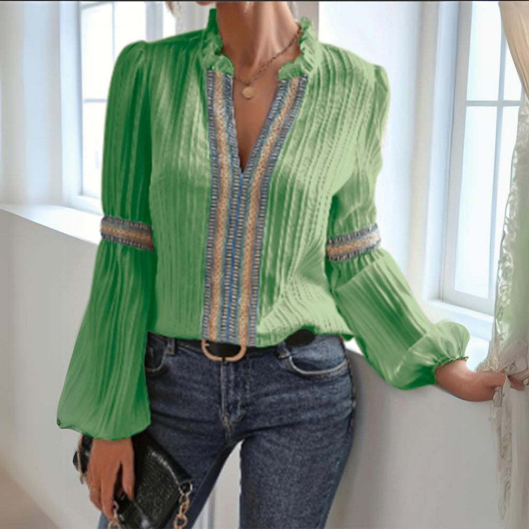 Olalla® | Bluse i Boho-stil med lange ermer