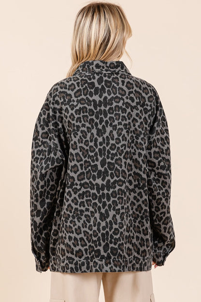 Geraldine® | Mittoshop leopard dongerijakke med knapper og brystlommer