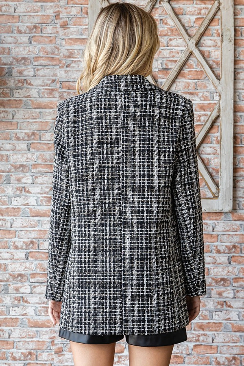 Giorgia® | First Love blazer med én knapp i lurex-tweed i full størrelse