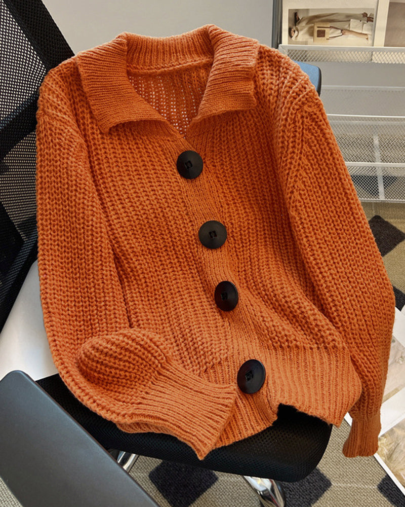 Yara® | Strikket oransje cardigan med knapper