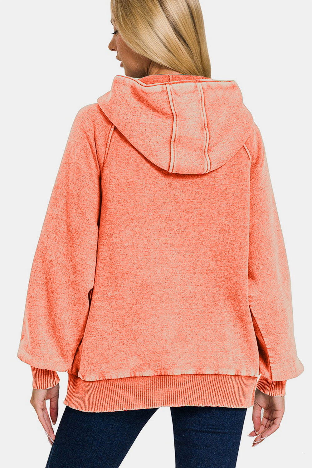 Zenaida® | Zenana Acid Wash Fleece Kangaroo hettegenser