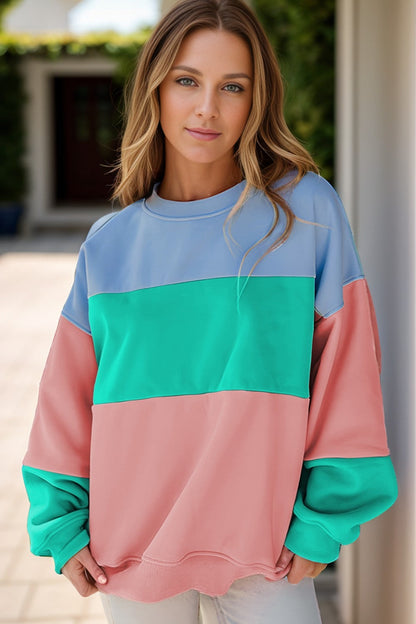 Greta® | Color block sweatshirt med rund hals og lange ermer