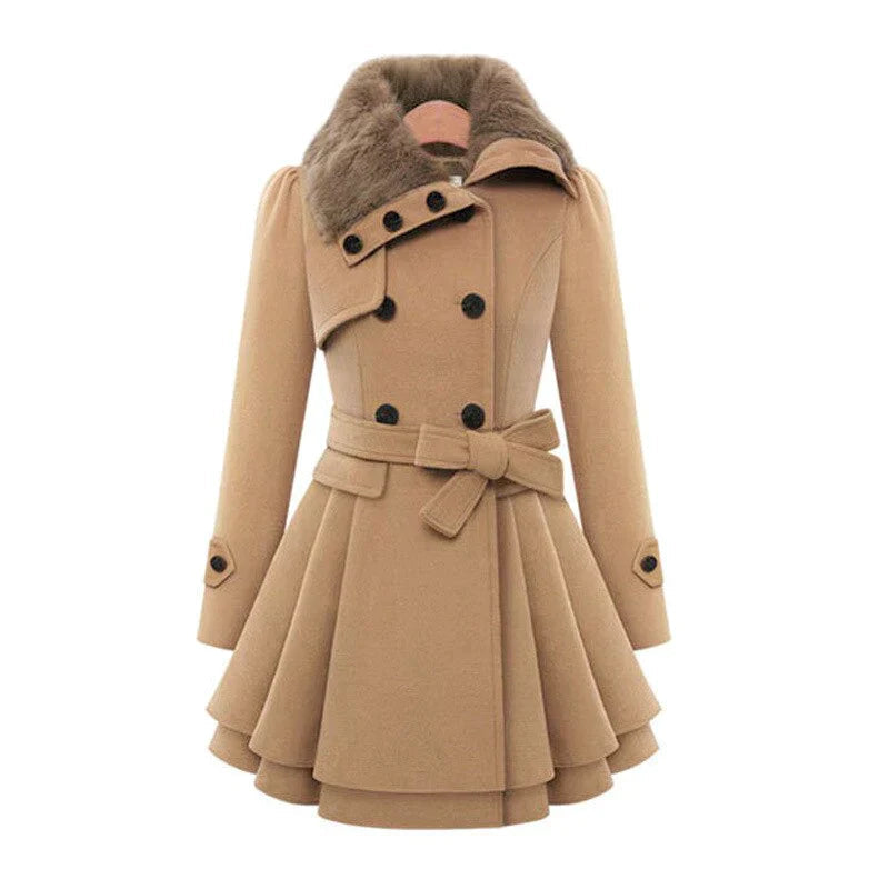 Alicia® | Elegant trenchcoat med vegansk pels