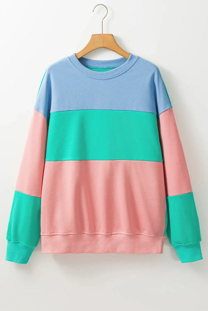 Greta® | Color block sweatshirt med rund hals og lange ermer