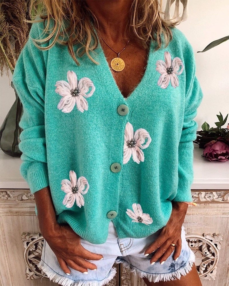 Victoria® | Cardigan med blomsterdekorasjoner